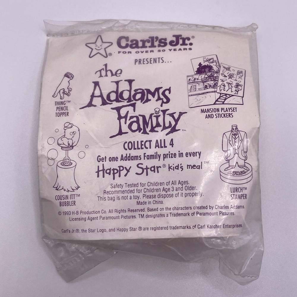 Carl’s Jr Happy Star Meal The Addams Family 1993 Thing Pencil Topper Collectible